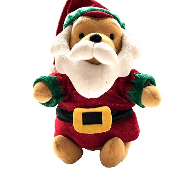 Vintage Disney Store Winnie the Pooh Christmas Santa Plush Stuffed Animal - Picture 1 of 12